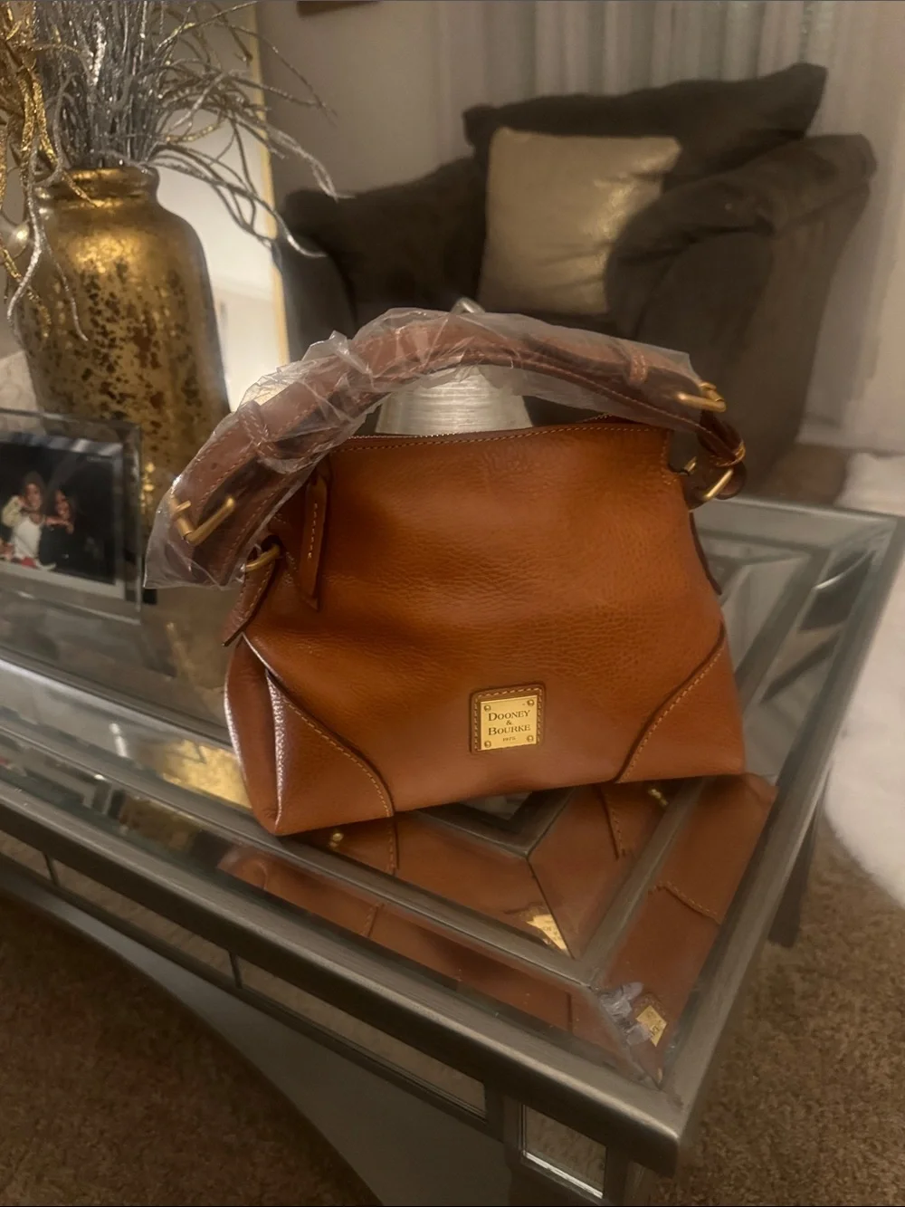 Dooney & Bourke Chestnut Brown Pebble Leather Shoulder Bag